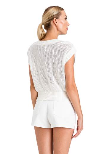 TWINSET TOP A RETE CON FIORI COLORATI