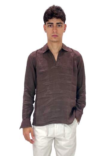SAINT BARTH POLO SKIPPER SENZA BOTTONI IN LINO