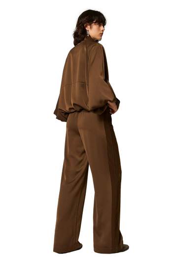 TWINSET PANTALONE PALAZZO CON ELASTICO E BANDA SUL FIANCO