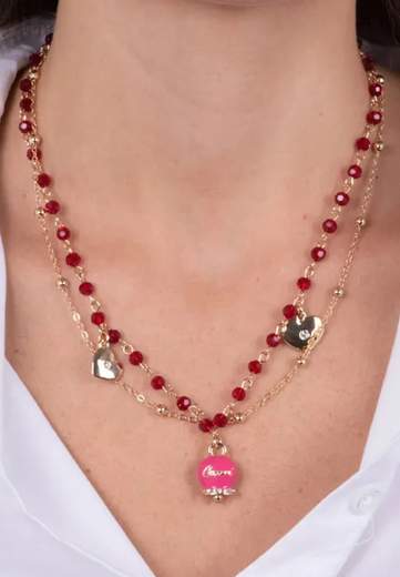 AMO CAPRI COLLANA MULTIFILO CAMPANA FUXIA