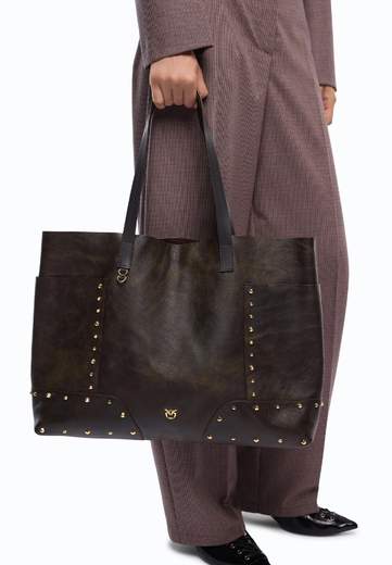 PINKO TOTE BAG STUDS PATCH CLOUD