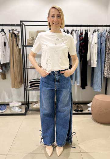 HAVEONE JEANS FLAKE CON LACCI SUL FONDO