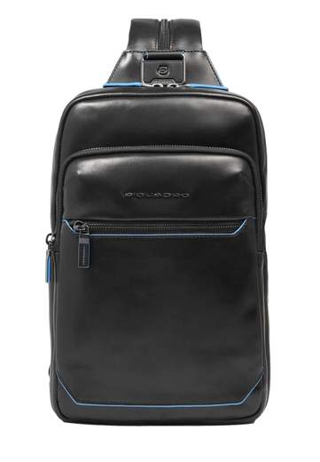 PIQUADRO MONOSPALLA IN PELLE BLUE SQUARE
