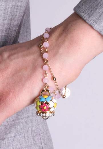 AMO CAPRI BRACCIALE MULTIFILO ROSA CAMPANA FIORI