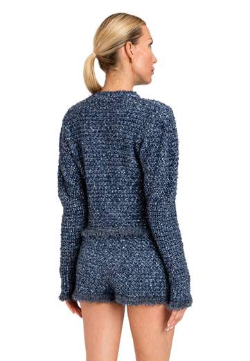 TWINSET GIACCA FITTED IN MAGLIA JACQUARD CON LUREX