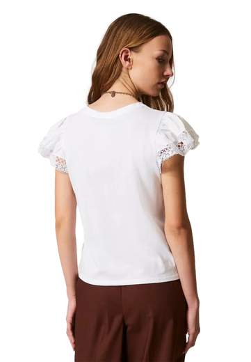 TWINSET T-SHIRT IN JERSEY CON PIZZO