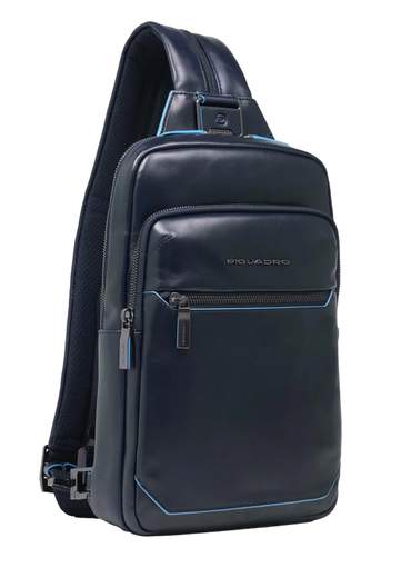PIQUADRO MONOSPALLA IN PELLE BLUE SQUARE
