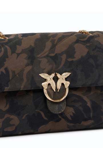 PINKO BORSA LOVE PUFF CLASSIC SUEDE CAMOUFLAGE