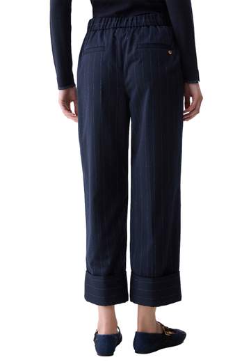 LIU JO PANTALONE GESSATO LUREX CON RISVOLTO