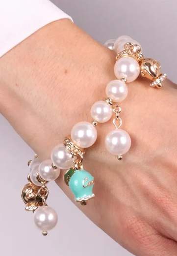 AMO CAPRI BRACCIALE PERLE E CAMPANA VERDE