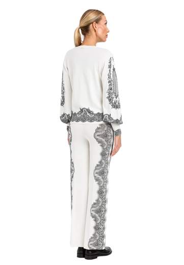TWINSET MAGLIA STAMPA PIZZO CON SCOLLO A 