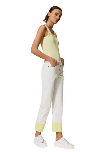 TWINSET ACTITUDE PANTALONI IN BULL CON RISVOLTO