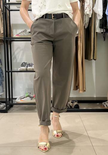 KIKISIX PANTALONI IN PUNTO MILANO CON CINTURA