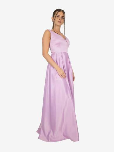 Abito lungo da cerimonia in raso con tasche e stola