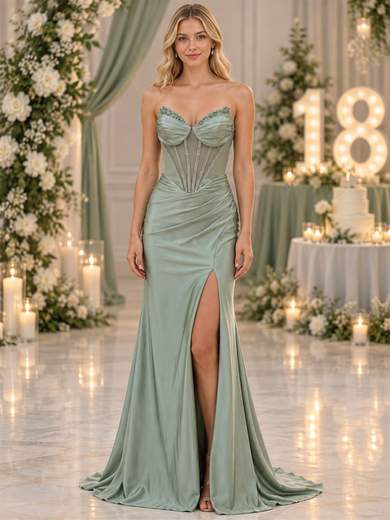 STRABELLO CERIMONIA Abito da Sera a Sirena 18esimo Compleanno Strass 6782HF
