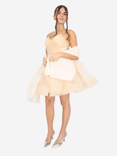 BIANCA BRANDI Abito corto 18 anni in tulle glitterato con fiocco staccato 29339