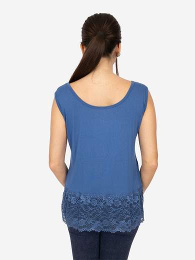 STRABELLO Canotta Donna Spalla Larga con Bordo in Pizzo Oversize CAN-06