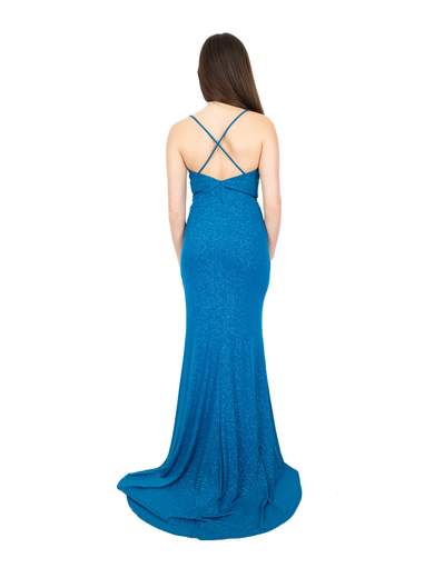 JEAN CRYÒ Vestito Diciottesimo Cerimonia Elegante Lungo Glitterato Con Spacco