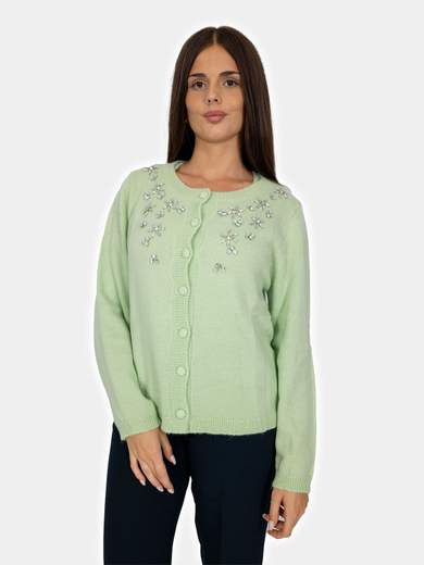 Cardigan Twin Set Donna con Strass Elegante e Morbido