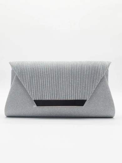 MICHELLE MOON Pochette argento glitterata elegante con tracolla rimovibile XX3483-ARGENTO