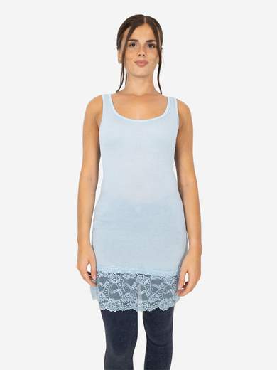 Canotta Donna Lunga Con Pizzo In Fondo Basic Per Leggings Slim Fit