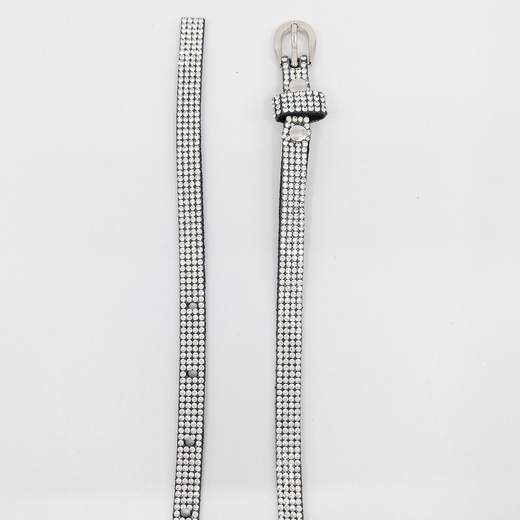 Cintura con Strass Accessorio Argento Donna 4 File di Strass