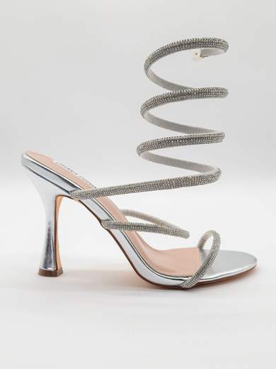 CHIARA FOSCARI Sandalo gioiello argento con spirale e strass - Tacco a clessidra 10,5 cm A1-207-ARGENTO