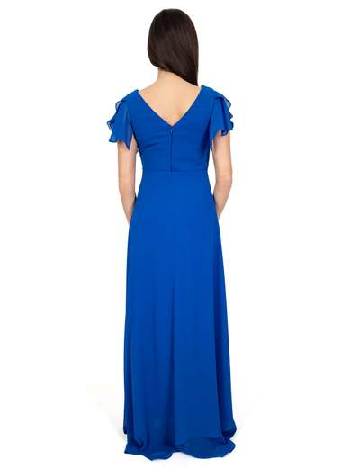 Abito lungo cerimonia in chiffon con scollo a V Stile Impero