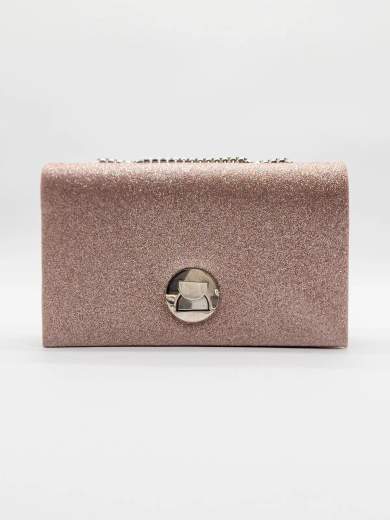 MICHELLE MOON Pochette Nude Glitterata con Tracolla in Catena HD1283-NUDE