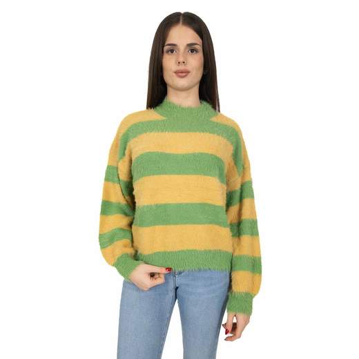 STRABELLO Pullover Donna Morbido a Righe Lupetto Peloso Inverno