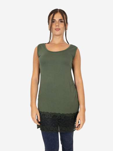 Canotta Lunga Curvy con Pizzo per Donna – Morbida e Comoda