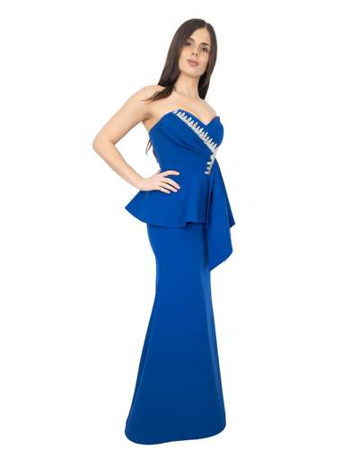 Bianca Brandi Abito da Cerimonia a Sirena con Balza, Strass e Stola 29547