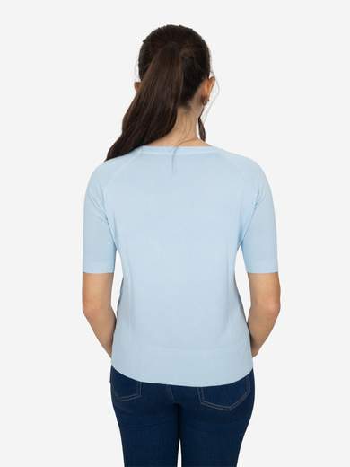 Maglia donna girocollo slim fit manica corta con spacchetti laterali