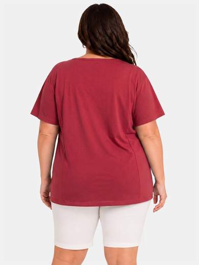 Curvy Cotton T-Shirt with Rhinestones Made in Italy