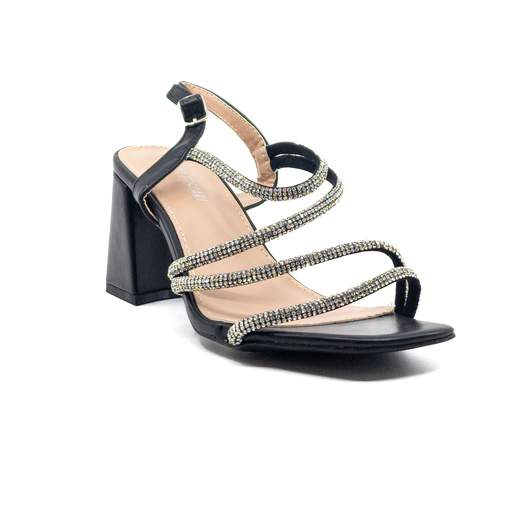 CHIARA FOSCARI Sandali Donna Eleganti con Strass e Tacco Largo – BJL-21-NERO