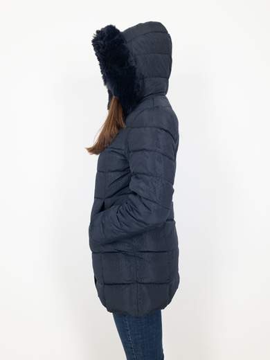 Piumino Lungo Donna Con Cappuccio E Pelliccia Staccabile