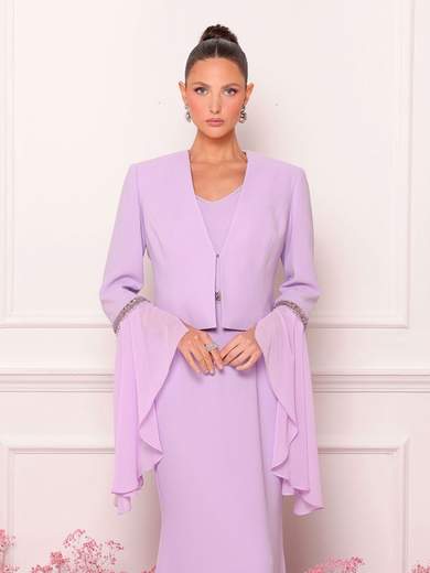 BIANCA BRANDI Abito lungo lilla con giacca e dettagli scintillanti – Collezione Bianca Brandi 29360