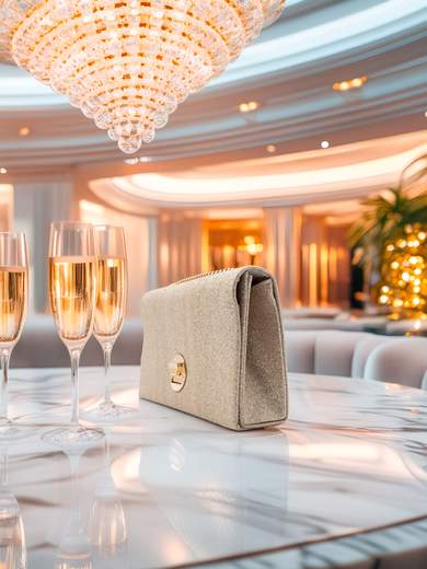 MICHELLE MOON Pochette Oro Glitterata con Tracolla in Catena HD1283-ORO