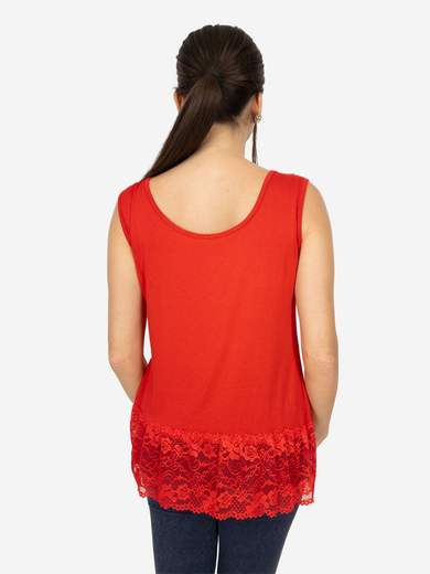 STRABELLO Canotta Donna Spalla Larga con Bordo in Pizzo Oversize CAN-06