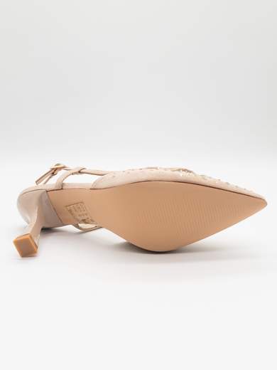 Slingback pumps with rhinestones and hourglass heel
