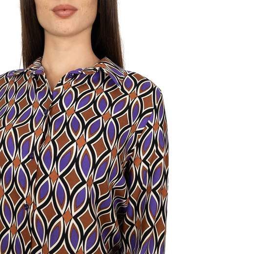 Camicetta Donna Fantasia Geometrica Maniche Lunghe Multicolor