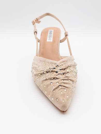 Slingback pumps with rhinestones and hourglass heel