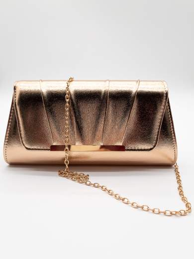 Shiny Bronze Elegant Ceremony Clutch Bag with Chain