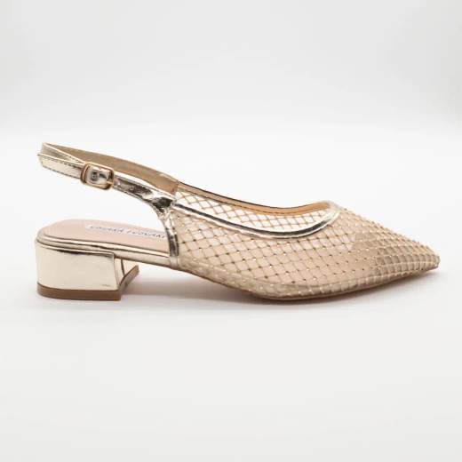 CHIARA FOSCARI Slingback Donna Oro con Rete Brillante e Tacco Basso 3,5 cm A31-3121-ORO