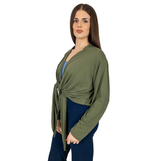 STRABELLO Cardigan in Lana Morbida Donna Curvy Maniche Lunghe Senza Bottoni