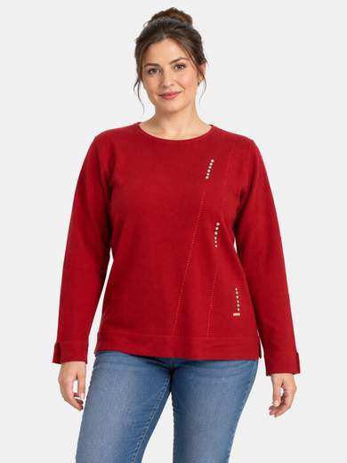 Maglia girocollo con strass in misto viscosa