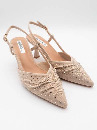 Slingback pumps with rhinestones and hourglass heel