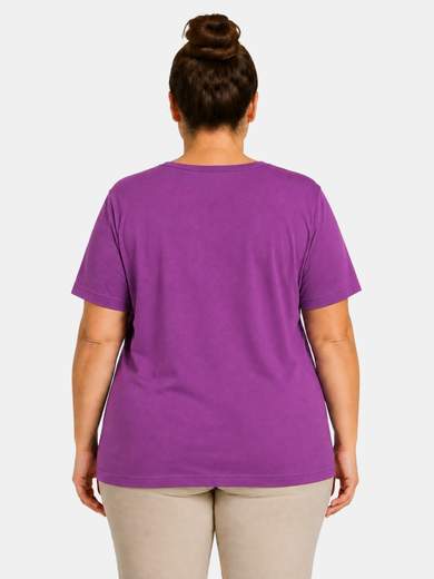 Perlarara Curvy Cotton T-Shirt with Front Print