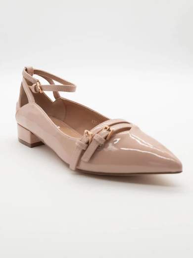 Ballerine in Vernice Beige con Cinturino Elegante