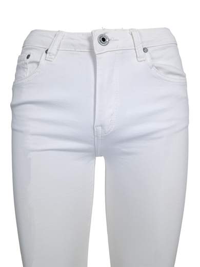Women's Stretch Crop Flare Jeans with Asymmetric Hem 3D-6826